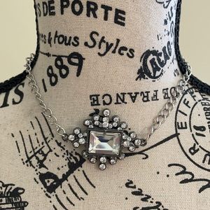 Vintage Style Silver-tone and Jeweled Choker Upcycled Hand Crafted